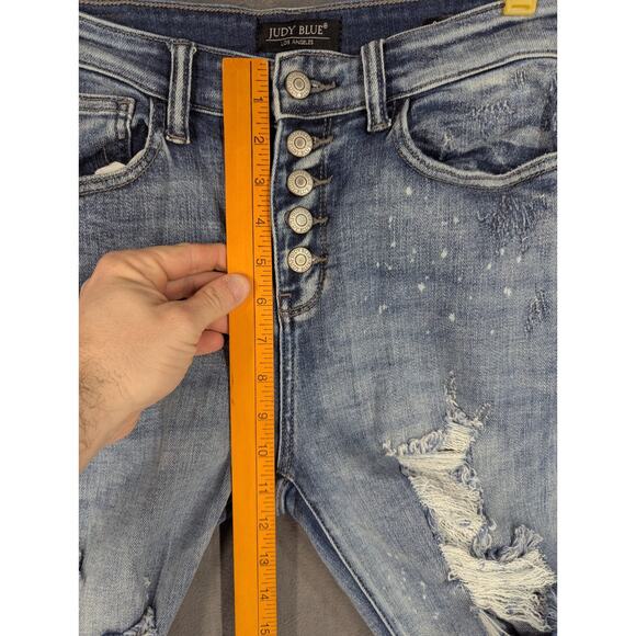 Judy Blue Jeans Womens 9/29 Blue Skinny Fit Stretch Distressed Denim - Picture 5 of 13